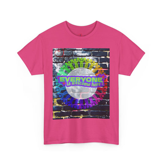 Everyone Is Welcome Here – Rainbow Unity Circle T-Shirt