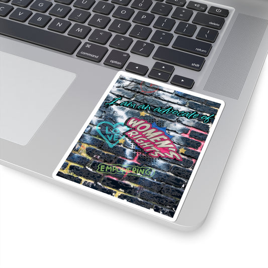 I Am an Advocate for Women’s Rights sticker on a laptop, featuring vibrant colors & empowering message 💪❤️