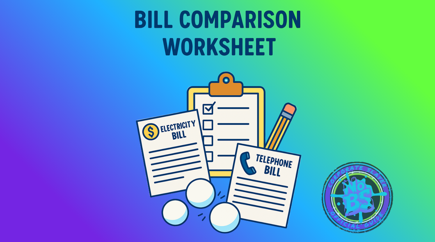 Bill Comparison Worksheet – Track & Compare Monthly Bills Easily